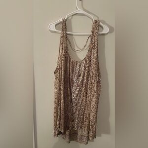 Free People Beige Brown Printed Sleeveless Tank